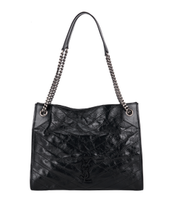 Niki Shopping Tote, Leather, Black, 0823, 3*